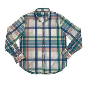 Bonobos Shirt Mens L Large Plaid Summer Weight Standard Fit Light Poplin Cotton